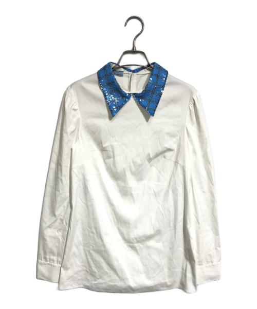 PRADA（プラダ）PRADA (プラダ) スパンコールカラーシャツ ホワイト サイズ:38の古着・服飾アイテム