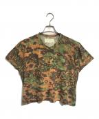 COMME des GARCONS HOMME HOMMEコムデギャルソンオムオム）の古着「VネックカモフラTシャツ」｜グリーン