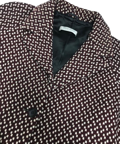 MIU MIU（ミュウミュウ）MIU MIU (ミュウミュウ) ウールチェックコート レッド サイズ:44の古着・服飾アイテム