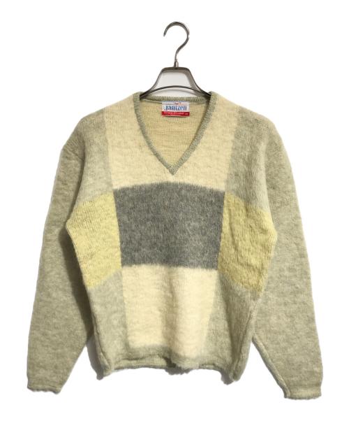 JANTZEN（ジャンセン）JANTZEN (ジャンセン) Vネックモヘアニット ベージュ サイズ:Mの古着・服飾アイテム