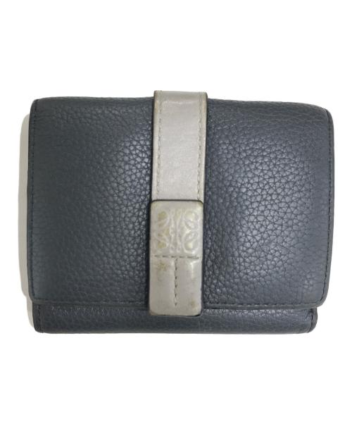 LOEWE（ロエベ）LOEWE (ロエベ) 3つ折り財布 グレー×グリーンの古着・服飾アイテム