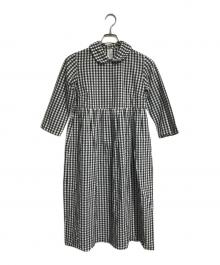 COMME des GARCONS SHIRT（コムデギャルソンシャツ）の古着「ギンガムチェック 丸襟ワンピース」｜ブラック