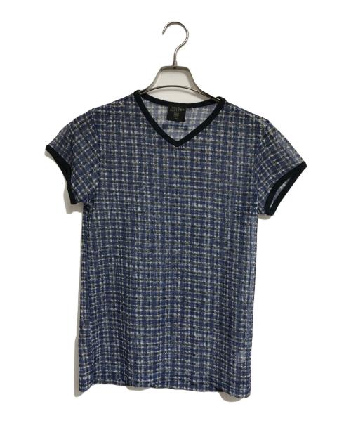 Jean Paul Gaultier homme（ジャンポールゴルチェオム）Jean Paul Gaultier homme (ジャンポールゴルチェオム) S/Sチェックカットソー ブルー サイズ:Mの古着・服飾アイテム