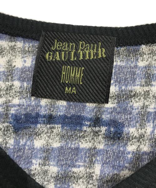 Jean Paul Gaultier homme（ジャンポールゴルチェオム）Jean Paul Gaultier homme (ジャンポールゴルチェオム) S/Sチェックカットソー ブルー サイズ:Mの古着・服飾アイテム