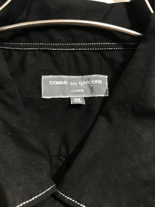 COMME des GARCONS HOMME（コムデギャルソン オム）COMME des GARCONS HOMME (コムデギャルソン オム) ホワイトステッチ開襟シャツ ブラック サイズ:Mの古着・服飾アイテム