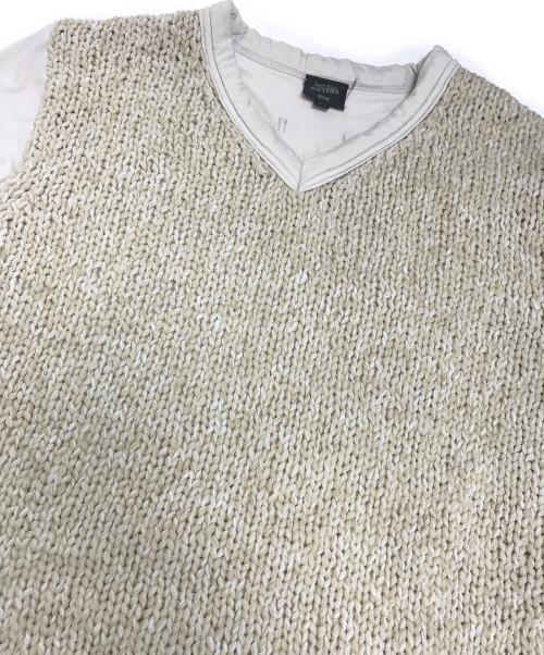Jean Paul Gaultier homme（ジャンポールゴルチェオム）Jean Paul Gaultier homme (ジャンポールゴルチェオム) 異素材切替カットソー ベージュ サイズ:48の古着・服飾アイテム