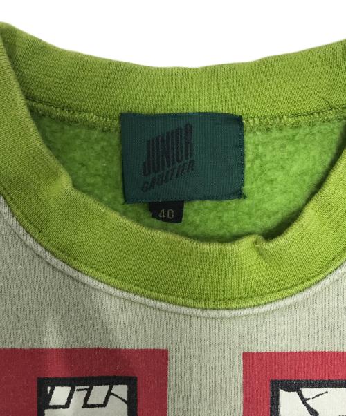 JUNIOR GAULTIER（ジュニアゴルチエ）JUNIOR GAULTIER (ジュニアゴルチエ) プリントスウェット 黄緑 サイズ:40の古着・服飾アイテム