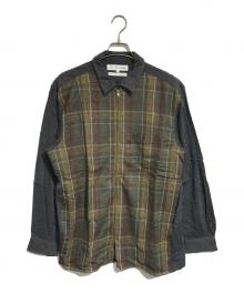 COMME des GARCONS SHIRT（コムデギャルソンシャツ）の古着「チェック切替ジップアップシャツ」｜グレー