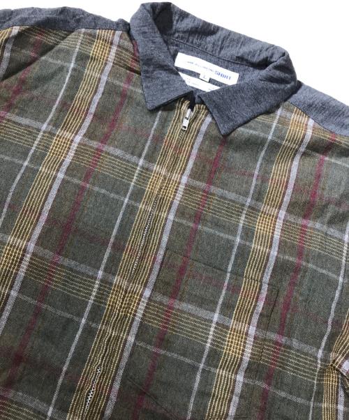COMME des GARCONS SHIRT（コムデギャルソンシャツ）COMME des GARCONS SHIRT (コムデギャルソンシャツ) チェック切替ジップアップシャツ グレー サイズ:Lの古着・服飾アイテム