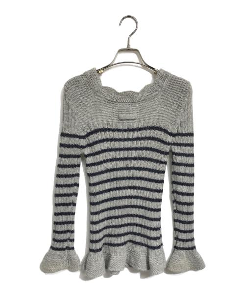 Jean Paul GAULTIER（ジャンポールゴルチェ）Jean Paul GAULTIER (ジャンポールゴルチェ) フレアボーダーニット グレー サイズ:40の古着・服飾アイテム