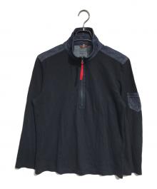 PRADA SPORTS（プラダスポーツ）の古着「デニム切替ハーフジップシャツ」｜レッド