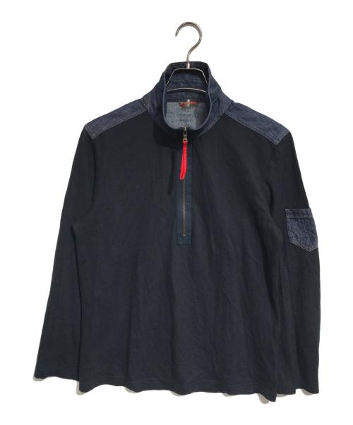 PRADA SPORTS（プラダスポーツ）PRADA SPORTS (プラダスポーツ) デニム切替ハーフジップシャツ レッド サイズ:Lの古着・服飾アイテム