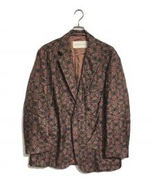 DRIES VAN NOTEN（ドリスヴァンノッテン）の古着「総柄シルクテーラードジャケット」｜ブラウン