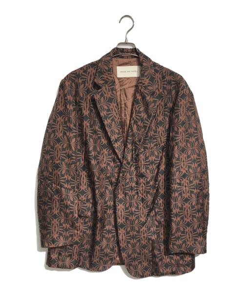 DRIES VAN NOTEN（ドリスヴァンノッテン）DRIES VAN NOTEN (ドリスヴァンノッテン) 総柄シルクテーラードジャケット ブラウン サイズ:Large 未使用品の古着・服飾アイテム