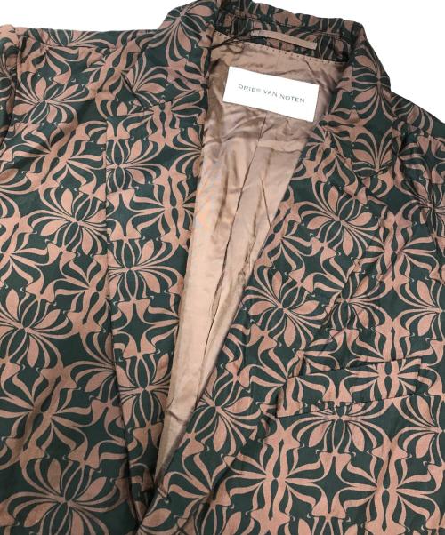 DRIES VAN NOTEN（ドリスヴァンノッテン）DRIES VAN NOTEN (ドリスヴァンノッテン) 総柄シルクテーラードジャケット ブラウン サイズ:Large 未使用品の古着・服飾アイテム