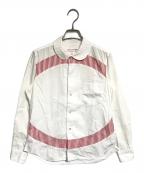 COMME des GARCONS GIRLコムデギャルソンガール）の古着「ストライプ切替丸襟シャツ」｜ホワイト