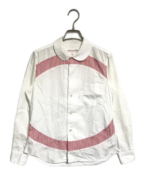 COMME des GARCONS GIRL（コムデギャルソンガール）COMME des GARCONS GIRL (コムデギャルソンガール) ストライプ切替丸襟シャツ ホワイト サイズ:Sの古着・服飾アイテム