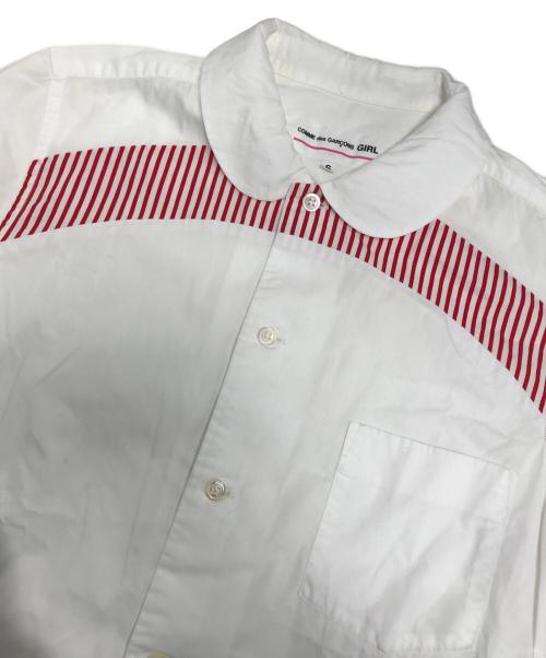 COMME des GARCONS GIRL（コムデギャルソンガール）COMME des GARCONS GIRL (コムデギャルソンガール) ストライプ切替丸襟シャツ ホワイト サイズ:Sの古着・服飾アイテム