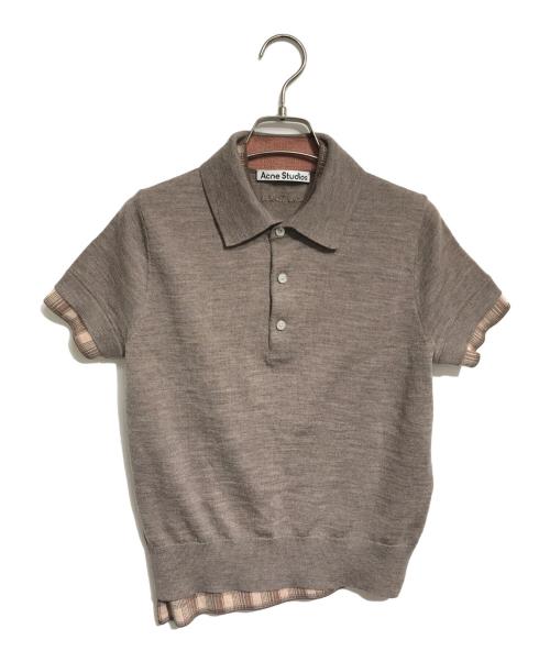 Acne studios（アクネ ストゥディオズ）Acne studios (アクネ ストゥディオズ) レイヤードチェック ポロシャツ ベージュ サイズ:XSの古着・服飾アイテム