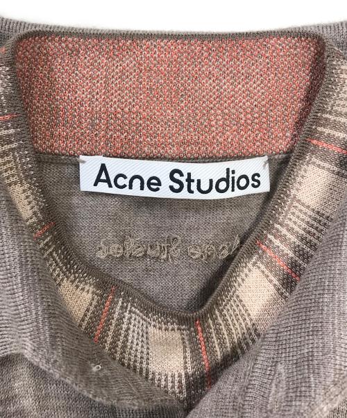 Acne studios（アクネ ストゥディオズ）Acne studios (アクネ ストゥディオズ) レイヤードチェック ポロシャツ ベージュ サイズ:XSの古着・服飾アイテム