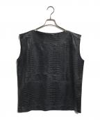 JUNYA WATANABE COMME des GARCONS(ジュンヤワタナベ コムデギャルソン）の古着「Fレザーノースリーブカットソー」｜ブラック