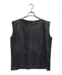 JUNYA WATANABE COMME des GARCONS（(ジュンヤワタナベ コムデギャルソン）の古着「Fレザーノースリーブカットソー」｜ブラック