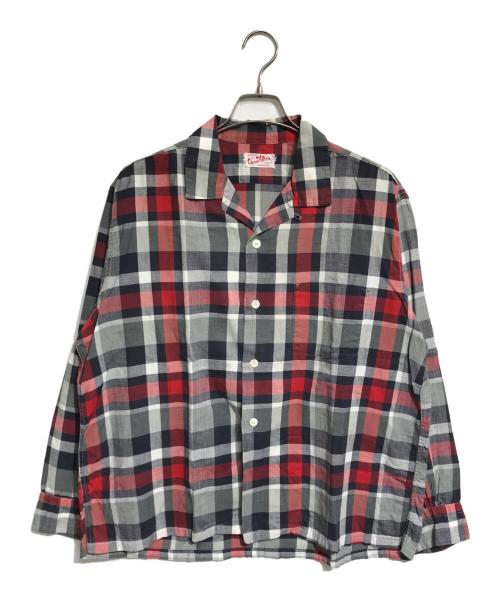 Green Valley（グリーンヴァレイ）Green Valley (グリーンヴァレイ) 開襟チェックシャツ レッド サイズ:XLの古着・服飾アイテム