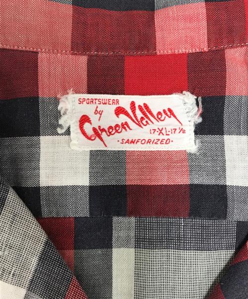 Green Valley（グリーンヴァレイ）Green Valley (グリーンヴァレイ) 開襟チェックシャツ レッド サイズ:XLの古着・服飾アイテム