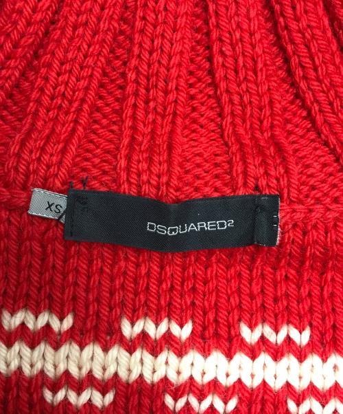 DSQUARED2（ディースクエアード）DSQUARED2 (ディースクエアード) カウチンニットカーディガン レッド サイズ:XSの古着・服飾アイテム