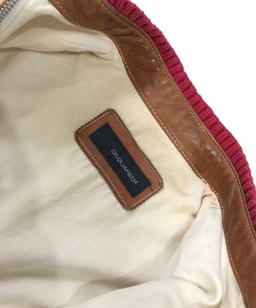 DSQUARED2（ディースクエアード）DSQUARED2 (ディースクエアード) レザー切替シングルライダースジャケット アイボリー×ブラウン サイズ:50の古着・服飾アイテム