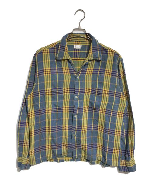 TOWN CRAFT（タウンクラフト）TOWN CRAFT (タウンクラフト) オープンカラーネルシャツ ネイビー×イエロー サイズ:Lの古着・服飾アイテム