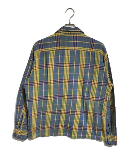TOWN CRAFT（タウンクラフト）TOWN CRAFT (タウンクラフト) オープンカラーネルシャツ ネイビー×イエロー サイズ:Lの古着・服飾アイテム