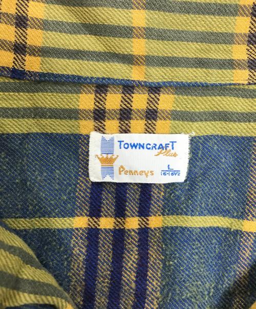 TOWN CRAFT（タウンクラフト）TOWN CRAFT (タウンクラフト) オープンカラーネルシャツ ネイビー×イエロー サイズ:Lの古着・服飾アイテム