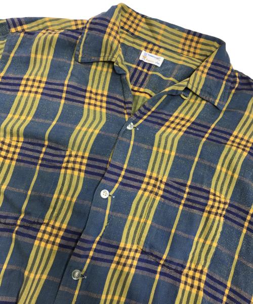 TOWN CRAFT（タウンクラフト）TOWN CRAFT (タウンクラフト) オープンカラーネルシャツ ネイビー×イエロー サイズ:Lの古着・服飾アイテム