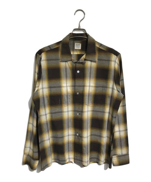 VAN HEUSEN（ヴァンヒューセン/バンヒューゼン）VAN HEUSEN (ヴァンヒューセン/バンヒューゼン) オンブレチェックシャツ イエロー サイズ:Mの古着・服飾アイテム