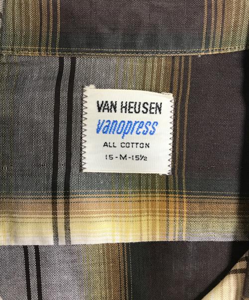 VAN HEUSEN（ヴァンヒューセン/バンヒューゼン）VAN HEUSEN (ヴァンヒューセン/バンヒューゼン) オンブレチェックシャツ イエロー サイズ:Mの古着・服飾アイテム