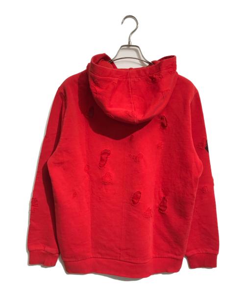 GIVENCHY（ジバンシィ）GIVENCHY (ジバンシィ) ロットワイラー ダメージ パーカー レッド サイズ:Lの古着・服飾アイテム