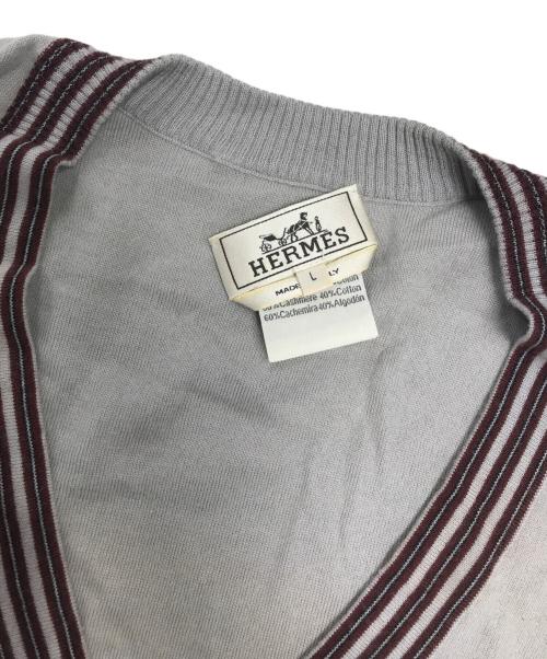 HERMES（エルメス）HERMES (エルメス) コットンカシミヤVネックニット ベージュ サイズ:Lの古着・服飾アイテム