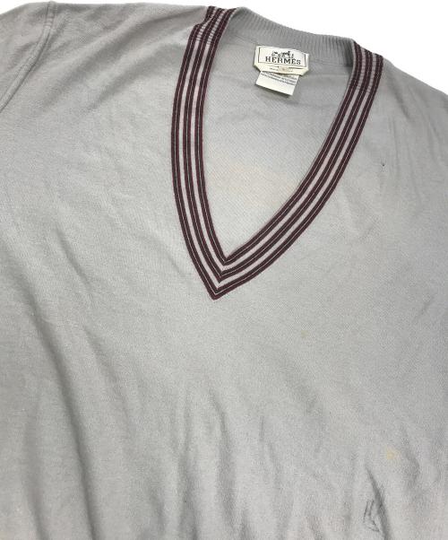 HERMES（エルメス）HERMES (エルメス) コットンカシミヤVネックニット ベージュ サイズ:Lの古着・服飾アイテム