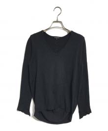 ANN DEMEULEMEESTER（アンドゥムルメステール）の古着「バック変形Vネックニット」｜ブラック