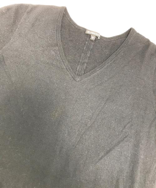 ANN DEMEULEMEESTER（アンドゥムルメステール）ANN DEMEULEMEESTER (アンドゥムルメステール) バック変形Vネックニット ブラック サイズ:38の古着・服飾アイテム