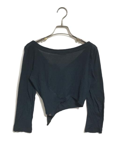 ANN DEMEULEMEESTER（アンドゥムルメステール）ANN DEMEULEMEESTER (アンドゥムルメステール) クロップド変形カーディガン ブラック サイズ:36の古着・服飾アイテム