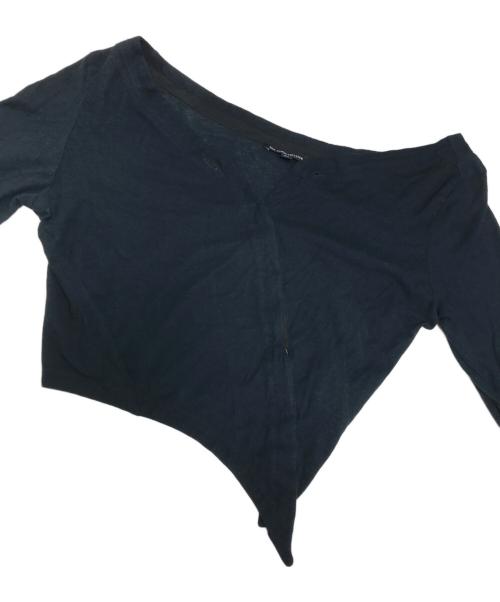 ANN DEMEULEMEESTER（アンドゥムルメステール）ANN DEMEULEMEESTER (アンドゥムルメステール) クロップド変形カーディガン ブラック サイズ:36の古着・服飾アイテム