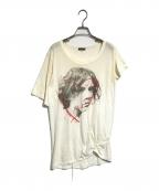 ANN DEMEULEMEESTERアンドゥムルメステール）の古着「息子プリントアシメカットソー」｜ホワイト