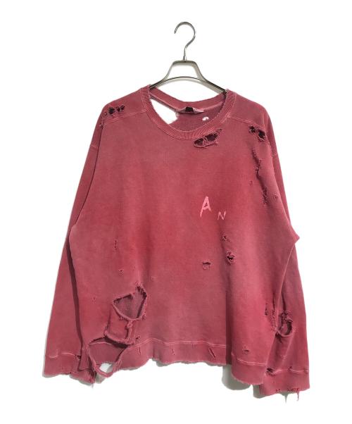 ANCELLM（アンセルム）ANCELLM (アンセルム) CRASH UNEVEN OVER SWEAT SHIRT レッド サイズ:2の古着・服飾アイテム