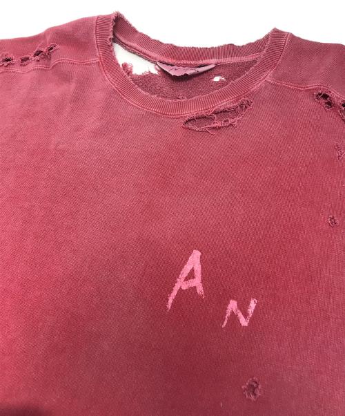 ANCELLM（アンセルム）ANCELLM (アンセルム) CRASH UNEVEN OVER SWEAT SHIRT レッド サイズ:2の古着・服飾アイテム