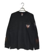 モーターサイクルロングスリーブTシャツモーターサイクルロングスリーブTシャツ）の古着「00s HARLEY-DAVIDSON(ハーレーダビッドソン) モーターサイクルロングスリーブTシャツ」｜ブラック