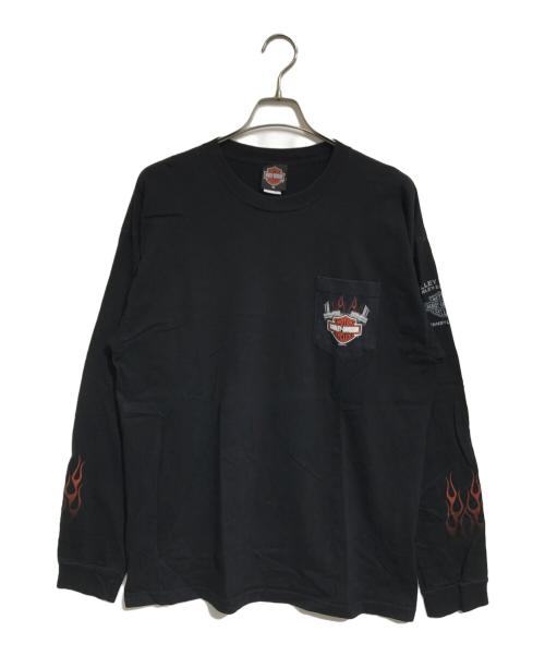モーターサイクルロングスリーブTシャツ（モーターサイクルロングスリーブTシャツ）モーターサイクルロングスリーブTシャツ (モーターサイクルロングスリーブTシャツ) 00s HARLEY-DAVIDSON(ハーレーダビッドソン) モーターサイクルロングスリーブTシャツ ブラック サイズ:X‐LARGEの古着・服飾アイテム