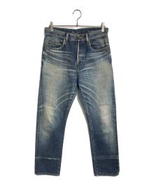 Saint Laurent Paris（サンローランパリ）の古着「ウォッシュダメージ加工ストレートデニムパンツ」｜インディゴ