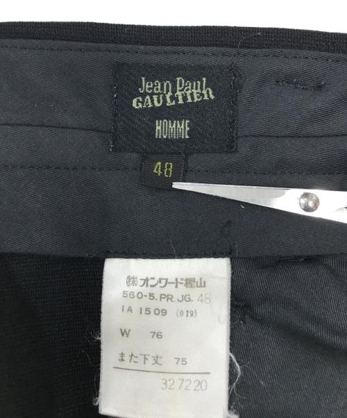 Jean Paul Gaultier homme（ジャンポールゴルチェオム）Jean Paul Gaultier homme (ジャンポールゴルチェオム) ジップデザインウールパンツ ブラック サイズ:48の古着・服飾アイテム